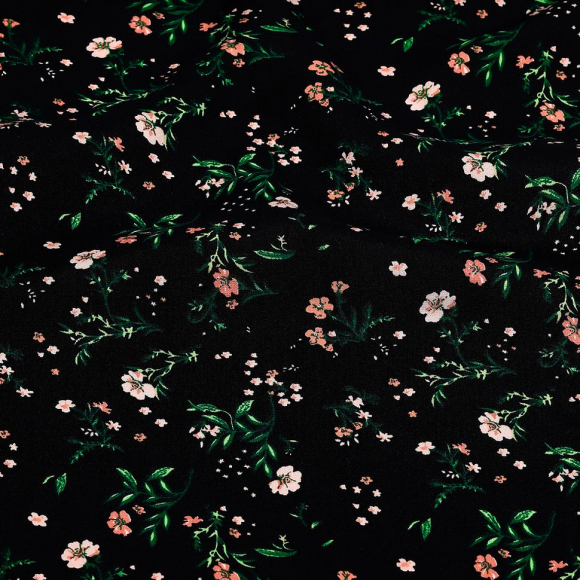 Ткань Штапель 90 г/м? 100% вискоза шир.145 см арт.TBY.Vi.pr.E1007.4 цв.04 черный рул.25м