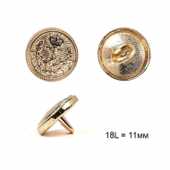 Пуговицы металлические С-ME302 цв.золото 18L-11мм, на ножке, 36шт