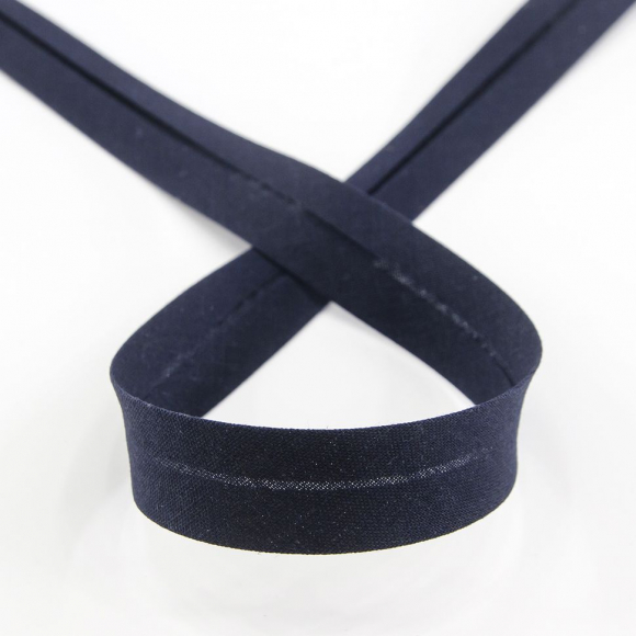 Косая бейка хлопок/полиэстер 20 мм, 25 м, цвет 72, черно-синий