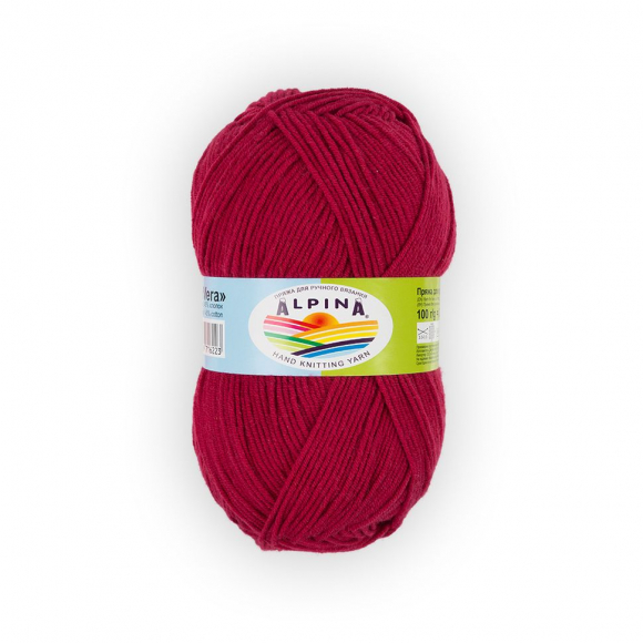 Пряжа ALPINA VERA (55% акрил, 45% хлопок) 5х100г/280м цв.42 т.красный Пряжа ALPINA VERA (55% акрил, 45% хлопок) 5х100г/280м цв.42 т.красный
