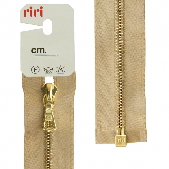 29263_Молния металл, Gold, разъёмная 1 замок, на атласной тесьме, 4 мм, 70 см, цвет 2213,золотисто-бежевый