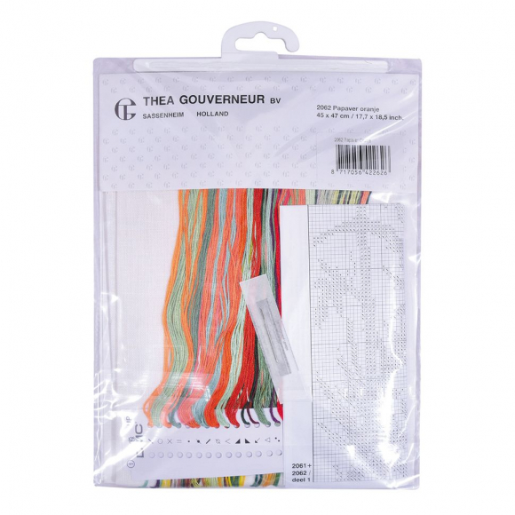 34986_Набор для вышивания "Оранжевые маки", канва лён 32 ct