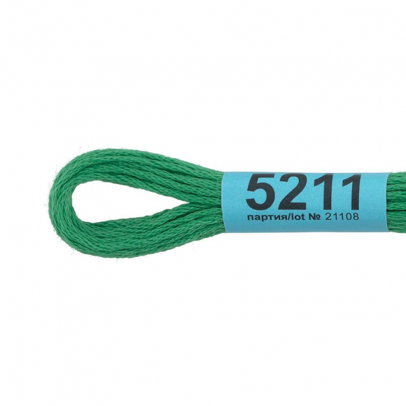 Нитки для вышивания Gamma мулине (3173-6115) 100% хлопок 24 x 8 м цв.5211 зеленый