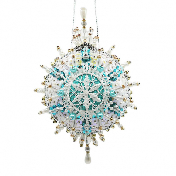 193016_Набор для творчества - елочная игрушка "Снежинка бирюзовая" (бело-бирюзовый)