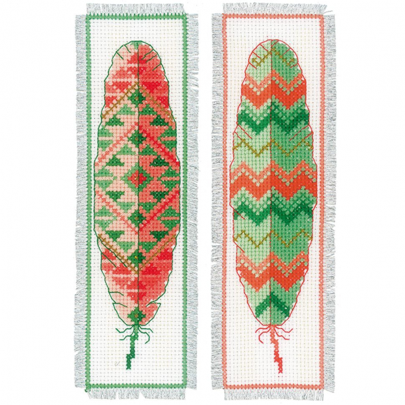 Набор для вышивания VERVACO арт.PN-0156894 Закладка Перья 6х20 см