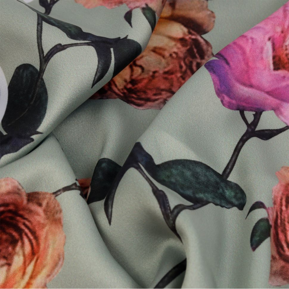 Ткань шелк Армани креп 90 г/м? 97% полиэстер, 3% лайкра шир.148 см арт.T.0326.6 цв.06 зеленый рул.25м