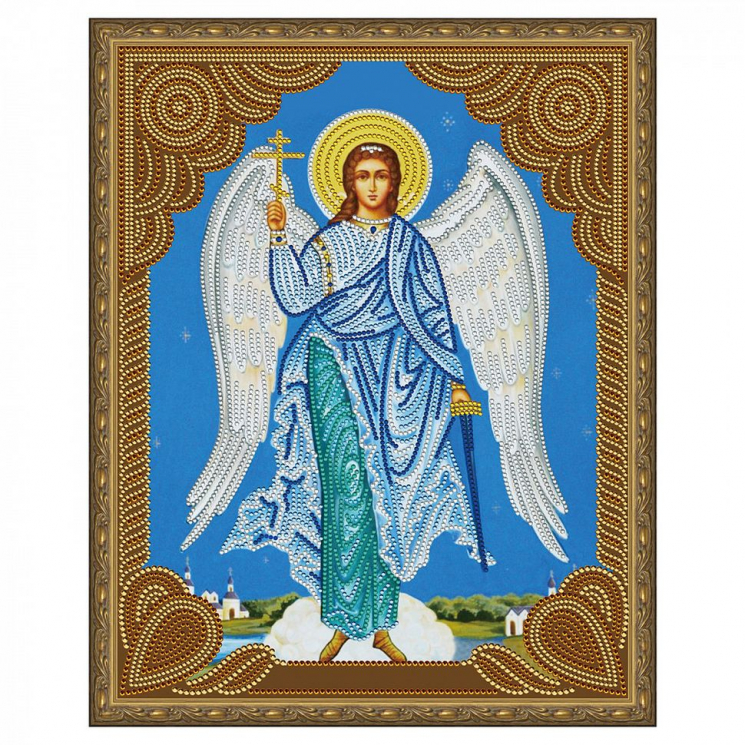 Картина 5D мозаика с нанесенной рамкой Molly арт.KM0715 Ангел Хранитель (12 цветов) 40х50 см