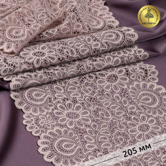 Кружево-стрейч KRUZHEVO арт.TBY.YSTL00839 шир.205мм цв.06 капучино уп.25м