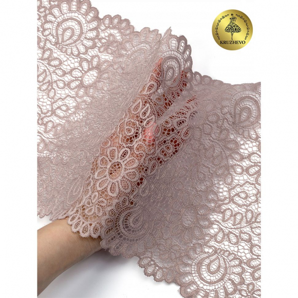 Кружево-стрейч KRUZHEVO арт.TBY.YSTL00839 шир.205мм цв.06 капучино уп.25м