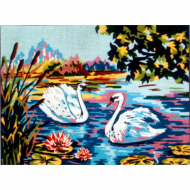 Канва жесткая с рисунком "Лебеди"