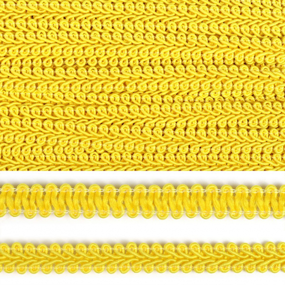 Тесьма TBY Шанель плетеная шир.12мм 0384-0016 цв.143 желтый уп.18,28м