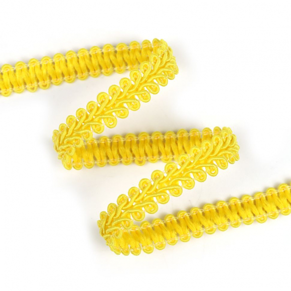 Тесьма TBY Шанель плетеная шир.12мм 0384-0016 цв.143 желтый уп.18,28м