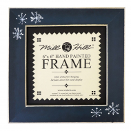 101749_Рамка деревянная цвет голубой с ручной росписью
