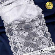 Кружево-стрейч KRUZHEVO арт.TBY.30211 шир.195мм цв.001 белый уп.25м
