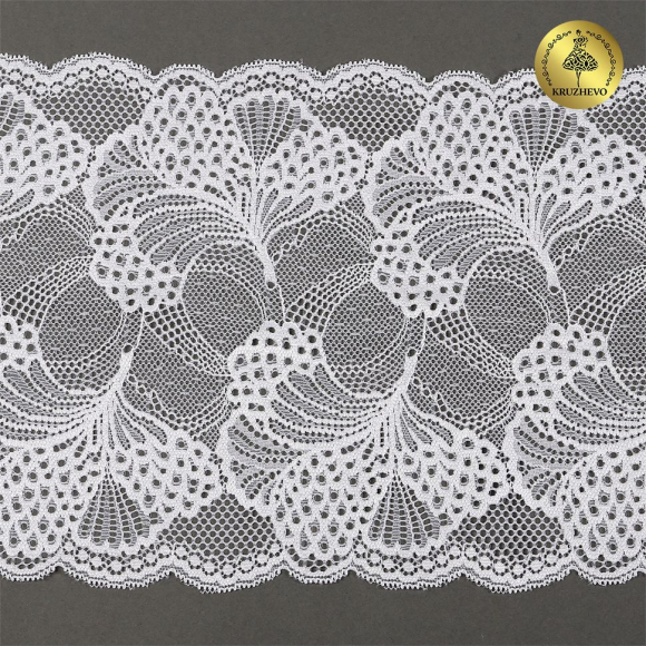 Кружево-стрейч KRUZHEVO арт.TBY.30211 шир.195мм цв.001 белый уп.25м