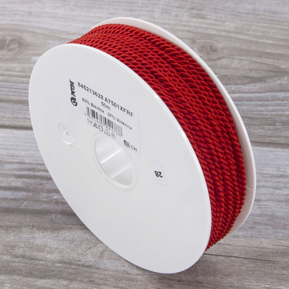 Шнур витой PEGA, красный, 2,8 мм