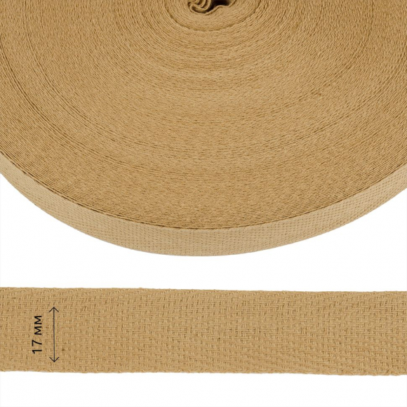 Тесьма киперная 17 мм хлопок 1,8г/см арт.12.2С-256К.17.014 цв.бежевый уп.50м Тесьма киперная 17 мм хлопок 1,8г/см арт.12.2С-256К.17.014 цв.бежевый уп.50м