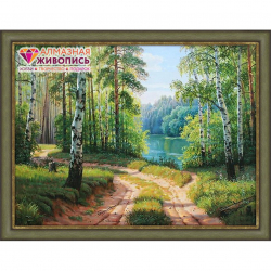 Набор для изготовления картин АЛМАЗНАЯ ЖИВОПИСЬ арт.АЖ.1332 Дорога среди берез 40х30 см