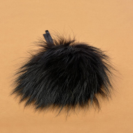 Помпон натуральный арт.RUS.PNE03 Енот 18-20см цв.черный А