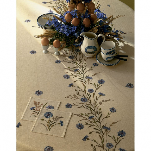 Набор для вышивания EVA ROSENSTAND арт.12-4091 Скатерть Васильки 130х190 см Набор для вышивания EVA ROSENSTAND арт.12-4091 Скатерть Васильки 130х190 см