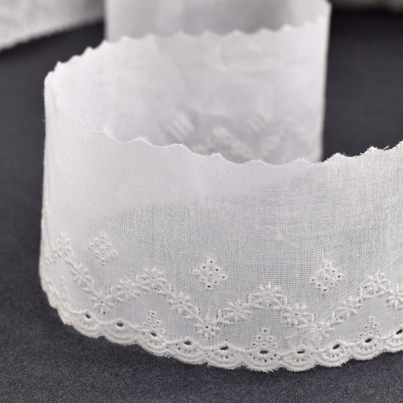 119780_Шитье-вышивка на батисте, 55 мм, цвет белый