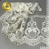 Кружево сетке KRUZHEVO арт.TBY.40473 шир.140мм цв.W1515 молочный уп.13,71м