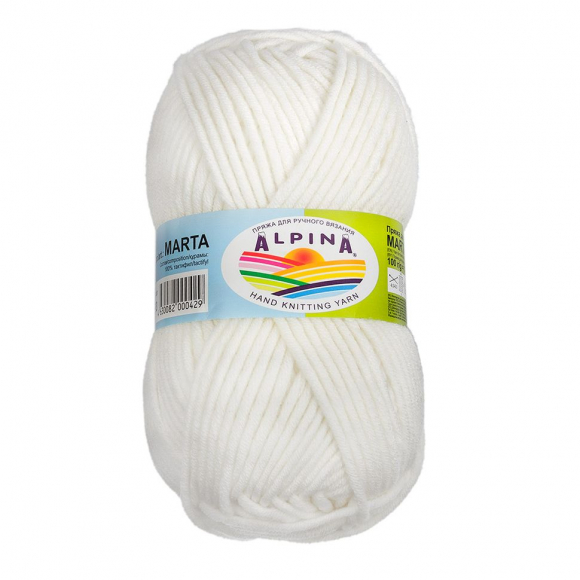 Пряжа ALPINA MARTA (100% тактифил) 5х100г/120м цв.003 молочный