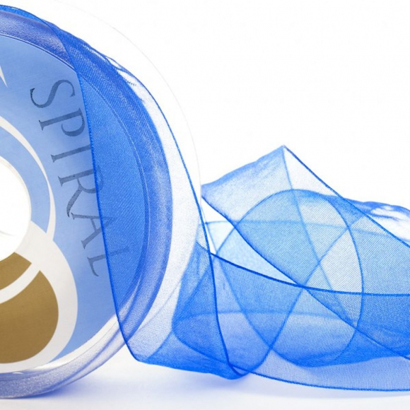 19239_Лента органза SAFISA, 7 мм, 25 м, цвет 42, голубой темный