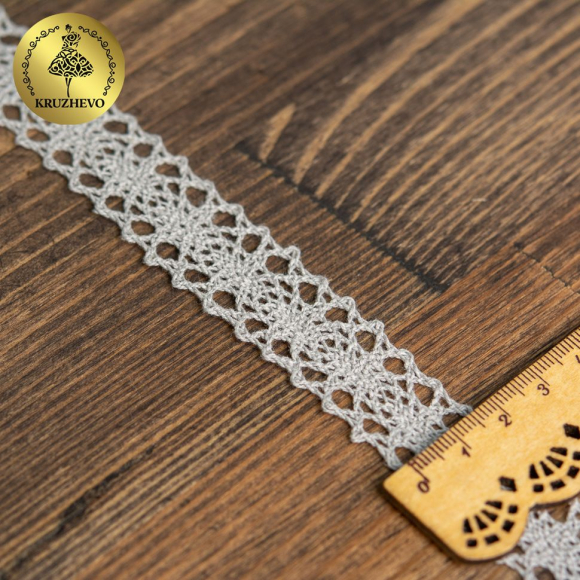 Тесьма вязаная KRUZHEVO 20мм TBY-6307-1 цв.25 св.серый уп.10м