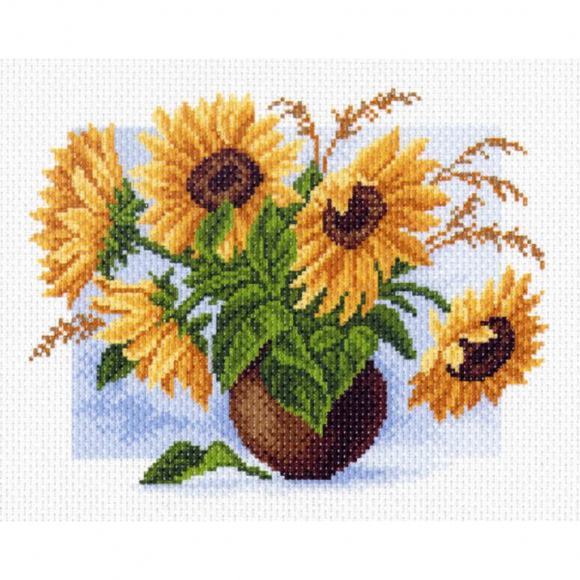 Рисунок на канве МАТРЕНИН ПОСАД арт.28х37 - 1409-1 Подсолнухи в вазе