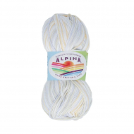 Пряжа ALPINA KATRIN (100% мерсеризованный хлопок) 10х50г/140м цв.027 белый-желтый-сиреневый
