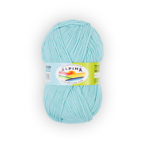 Пряжа ALPINA VERA (55% акрил, 45% хлопок) 5х100г/280м цв.47 бл.бирюзовый Пряжа ALPINA VERA (55% акрил, 45% хлопок) 5х100г/280м цв.47 бл.бирюзовый