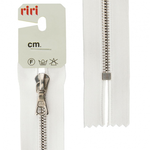 29464_Молния металл, Ni, неразъёмная, на атласной тесьме, 4 мм, 16 см, цвет 2101, белый