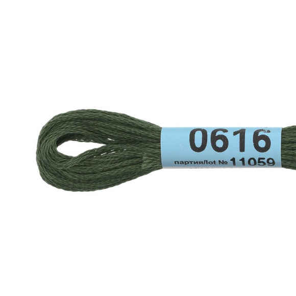 Нитки для вышивания Gamma мулине (0207-0819) 100% хлопок 24 x 8 м цв.0616 т.хаки