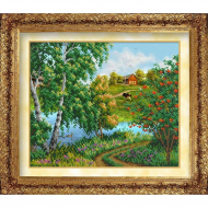 Набор для вышивания бисером РУССКАЯ ИСКУСНИЦА арт.808 КН Деревенька 31х26 см