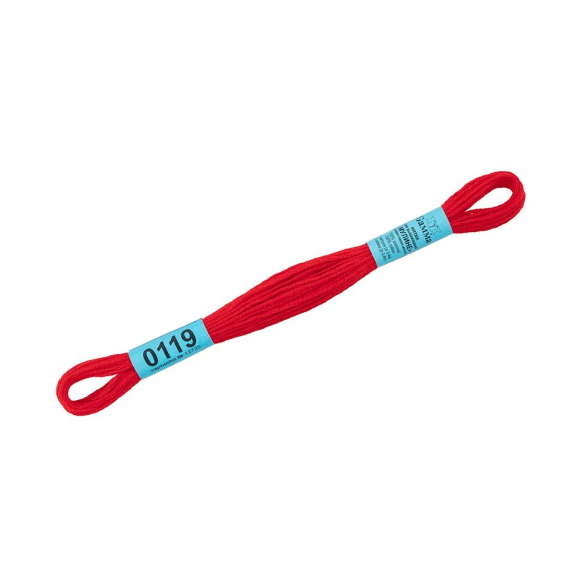 Нитки для вышивания Gamma мулине (0001-0206) 100% хлопок 24 x 8 м цв.0119 ярк.красный