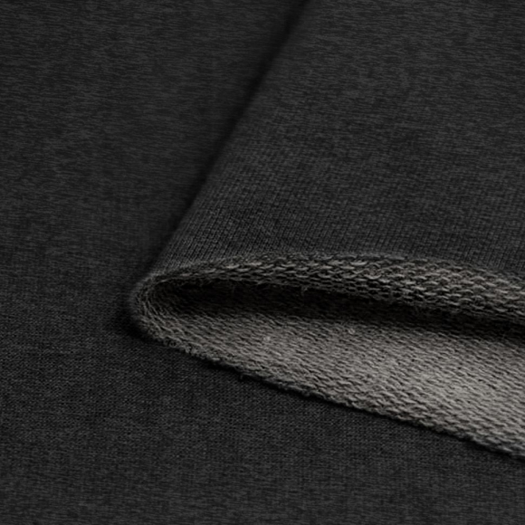 Ткань футер 3х нитка петля гл/крашеный диагональ 320г/м?  80%хб 20%пэ  шир.190см арт.ШН-3208020-7 цв.антрацит рул. 35-60м (1кг-1,6м)
