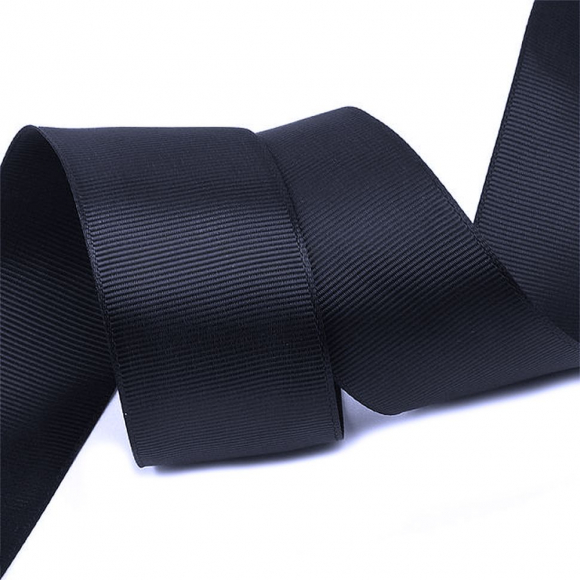 Лента Ideal репсовая в рубчик шир.38мм цв. 372 черно-синий уп.27,42м