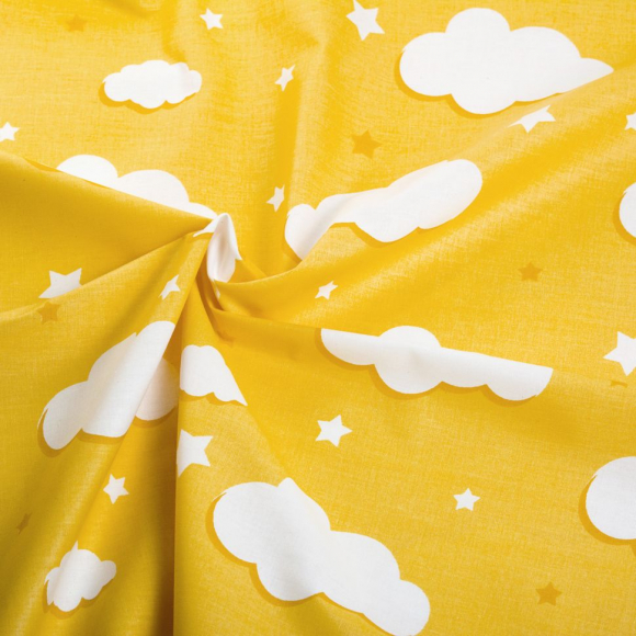 Ткань ранфорс Облака, арт.WH 2813-v14, 130г/м?,100% хлопок, шир.240см, цв.желтый, уп.3м