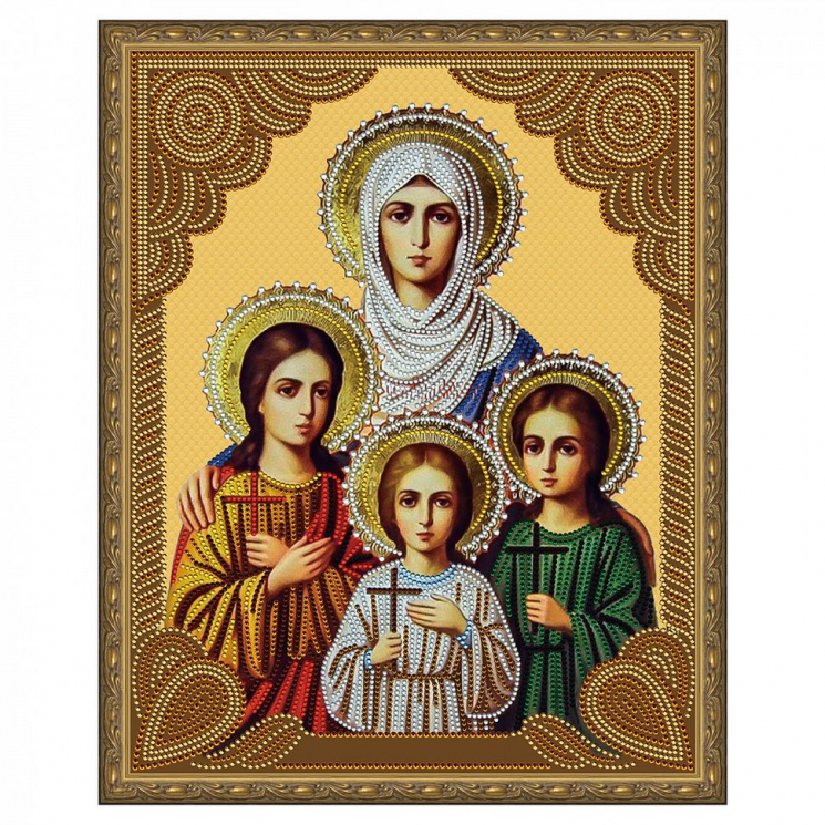 Картина 5D мозаика с нанесенной рамкой Molly арт.KM0716 Вера, Надежда, Любовь и матерь их София (15 Цв.) 40х50 см