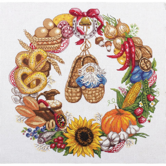 Набор для вышивания PANNA арт. SO-1578 Венок изобилия 32х32 см Набор для вышивания PANNA арт. SO-1578 Венок изобилия 32х32 см