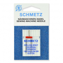 Иглы для бытовых швейных машин Schmetz стандартные двойные 130/705H ZWI BR №100/8.0, уп.1 игла