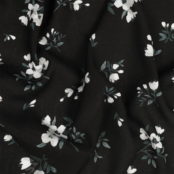 Ткань Штапель  TBY Vi-HLA210109-c1 плот 110г/м2 100% вискоза шир. 145 см цв.с1 черный рул.25м