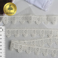 Кружево гипюр KRUZHEVO арт.TR.3058A шир.25мм цв.5 молочный уп.9м