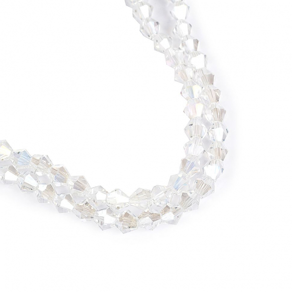 Бусины граненые Биконус (стекло) на нитях арт.TBY-K-2  6х6мм отвер.1,5мм цв.01 AB прозрачный уп.100шт х50 бусин