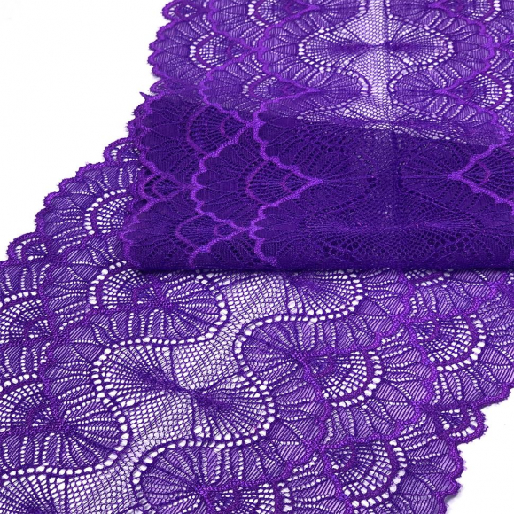 Кружево-стрейч KRUZHEVO арт.TBY.8034 шир.195мм цв.A0507 фиолетовый неон уп.10м