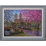 Рисунок на ткани (Бисер) КОНЁК арт. 9680 Весна в городе 29х39 см