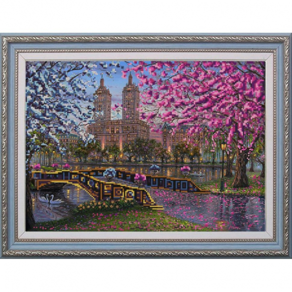 Рисунок на ткани (Бисер) КОНЁК арт. 9680 Весна в городе 29х39 см