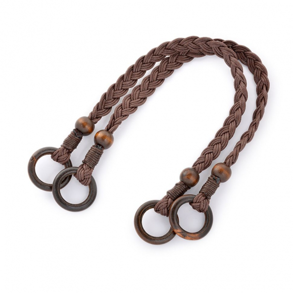 Ручка для сумки шнур вощеный/дерево TBY.27372 48см цв.коричневый уп.2шт