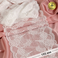 Кружево-стрейч KRUZHEVO арт.TBY.30211 шир.195мм цв.004 сумрачно-белый уп.25м